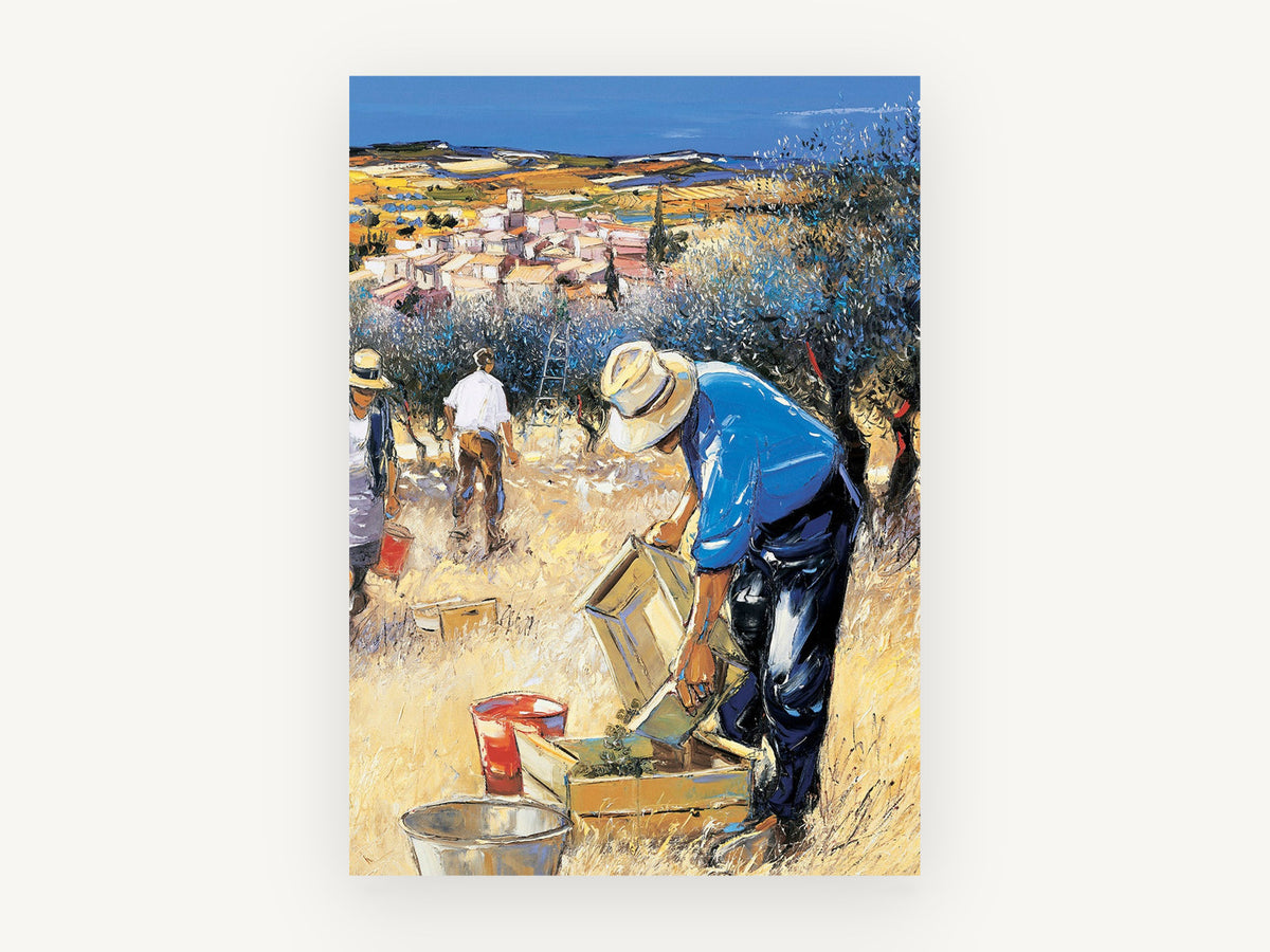 Olive Pickers Hillside, vintage canvas wall art print, front view