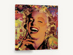 Laughing Pop Portrait, retro pop art smiling woman portrait, stretched canvas wall art print ready to hang