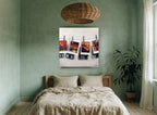 Postcards Pegged Out city canvas print on the wall of a bedroom