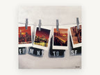 Postcards Pegged Out, new york to san francisco polaroid, city canvas wall art print, front view