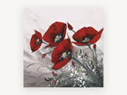 Crimson Poppies in Grey, floral canvas wall art print, front view
