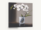 White Orchid in Glass, white orchid in glass floral painting, floral canvas wall art print ready to hang