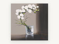 White Orchid in Glass, floral canvas wall art print, front view