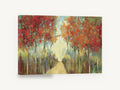 Russet Lane Walk, autumn tree path textured painting, landscape canvas wall art print ready to hang