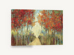 Russet Lane Walk, autumn tree path textured painting, landscape canvas wall art print ready to hang