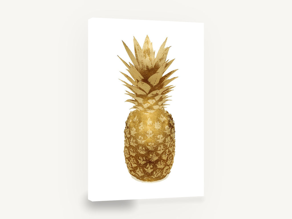Gilded Pineapple Study, gold foil pineapple kitchen, kitchen canvas wall art print ready to hang