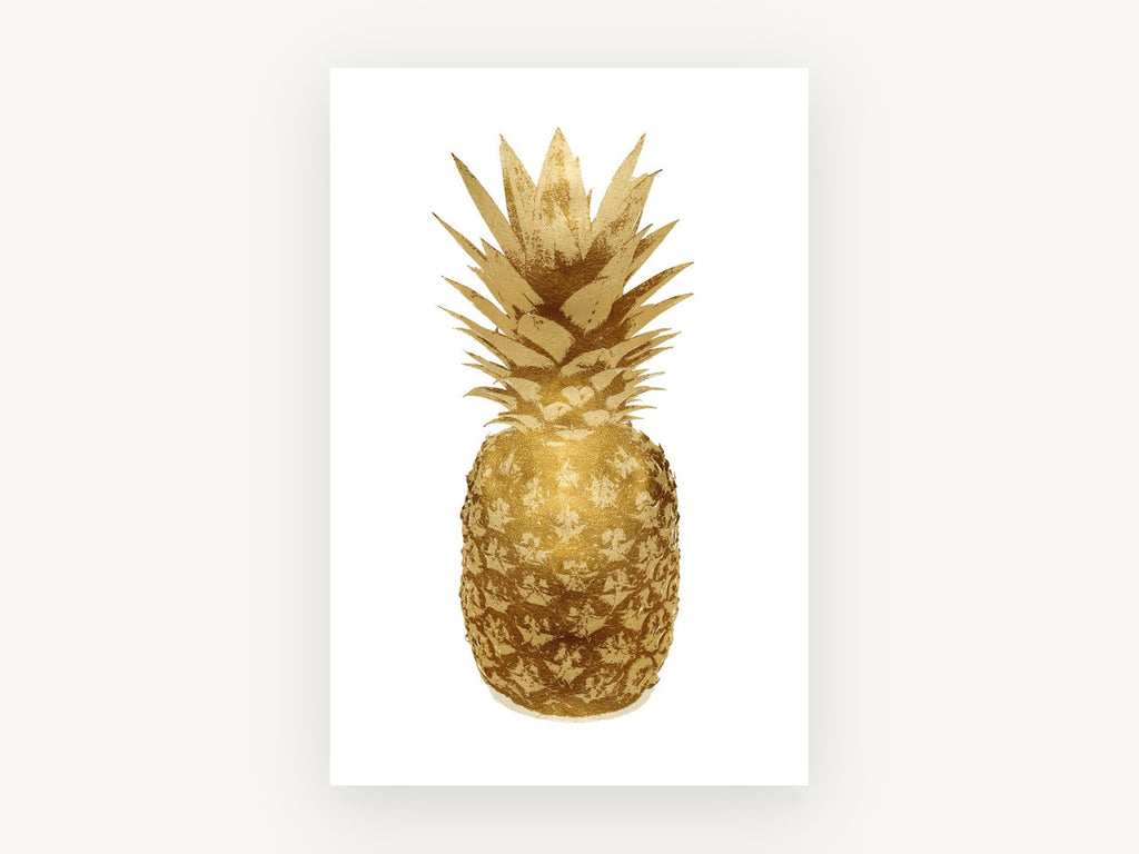 Gilded Pineapple Study, kitchen canvas wall art print, front view