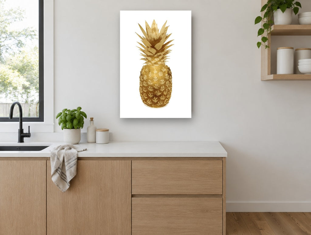 Gilded Pineapple Study kitchen canvas print on the wall of a kitchen