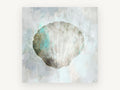 Pale Scallop Shell, coastal canvas wall art print, front view