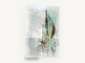 Misty Sail Reflection, abstract sailboat misty seascape art, coastal canvas wall art print ready to hang