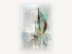 Misty Sail Reflection, coastal canvas wall art print, front view