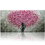 Knife Painting Pink Flower Wall Art