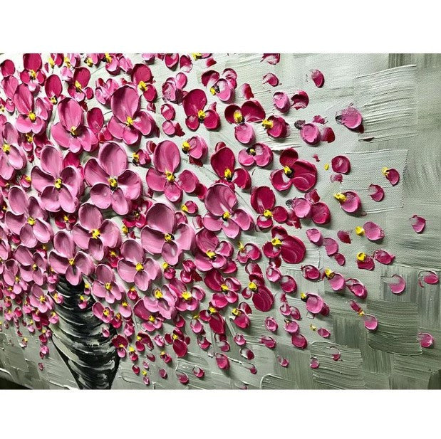 Knife Painting Pink Flower Wall Art