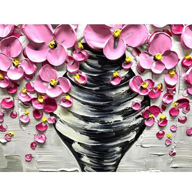 Knife Painting Pink Flower Wall Art