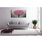 Knife Painting Pink Flower Wall Art on the wall