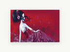 Crimson Blossom Reverie, floral canvas wall art print, front view