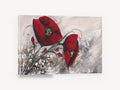 Crimson Poppies on Grey, red poppies grey textured floral painting, floral canvas wall art print ready to hang