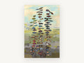 Rising Leaf Stems, floral canvas wall art print, front view