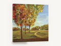 Autumn Mosaic Path, autumn trees path abstract landscape, landscape canvas wall art print ready to hang