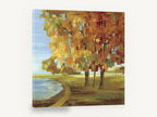 Autumn Mosaic Park, autumn trees lakeside path landscape, landscape canvas wall art print ready to hang