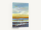 Amber Horizon Bands, amber sunset horizon abstract seascape, coastal canvas wall art print ready to hang