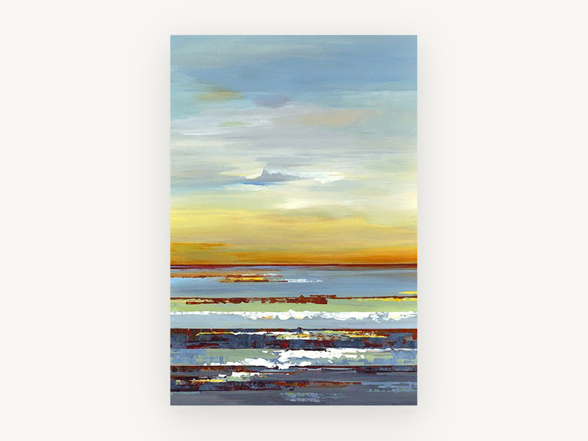 Amber Horizon Bands, coastal canvas wall art print, front view