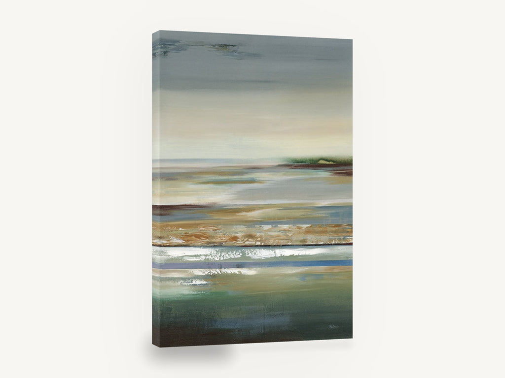 Quiet Tidal Flats, abstract tidal flats coastal landscape, coastal canvas wall art print ready to hang