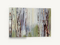 Misty Birch Hollow, abstract birch forest mist landscape, floral canvas wall art print ready to hang