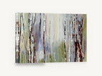 Misty Birch Hollow, abstract birch forest mist landscape, floral canvas wall art print ready to hang