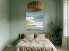 Misty Shore Surf coastal canvas print on the wall of a bedroom