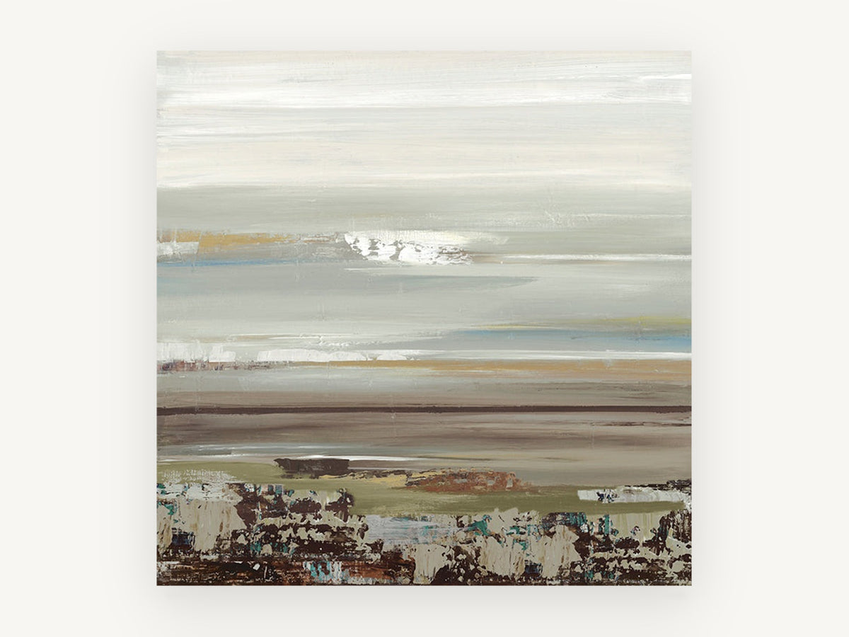 Quiet Shoreline Bands, coastal canvas wall art print, front view