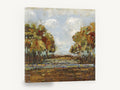 Autumn Creek Clearing, autumn trees creek abstract landscape, landscape canvas wall art print ready to hang