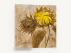 Turned Sunflower Bud, yellow sunflower bud painting botanical, floral canvas wall art print ready to hang