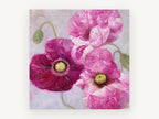 Magenta Poppy Trio, floral canvas wall art print, front view