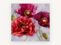 Crimson Poppy Trio, floral canvas wall art print, front view