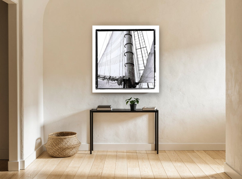 Mast and Canvas coastal canvas print on the wall of a hallway