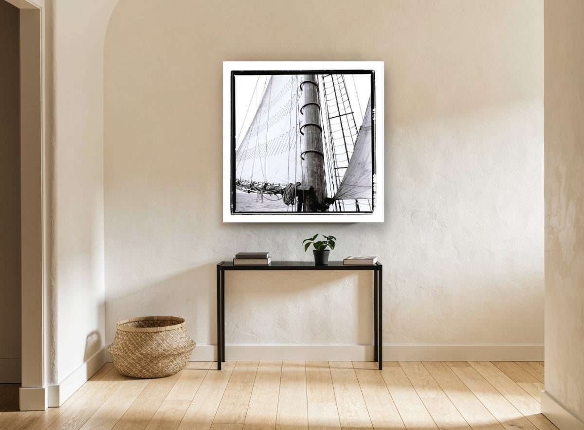 Mast and Canvas coastal canvas print on the wall of a hallway
