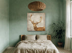 Fallow Buck Portrait animal canvas print on the wall of a bedroom