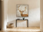 Fallow Buck Portrait animal canvas print on the wall of a hallway