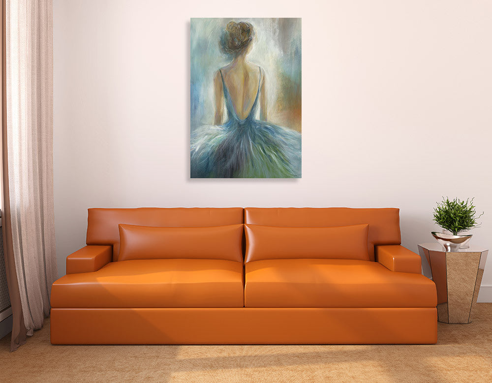 Lady in Blue Wall Art Print on the wall