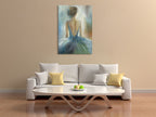 Lady in Blue Wall Art Print on the wall