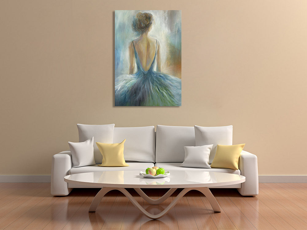 Lady in Blue Wall Art Print on the wall