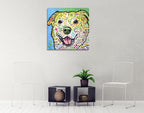 Laughing Labrador Wall Art Print on the wall