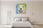Laughing Labrador Wall Art Print on the wall