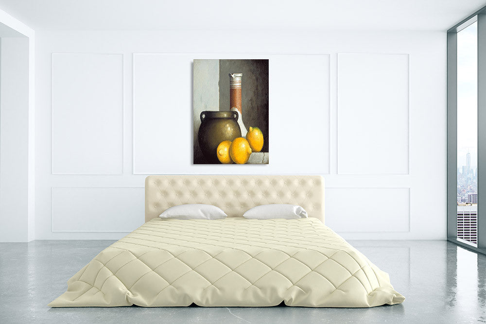 Lemon Still Life Wall Art Print on the wall