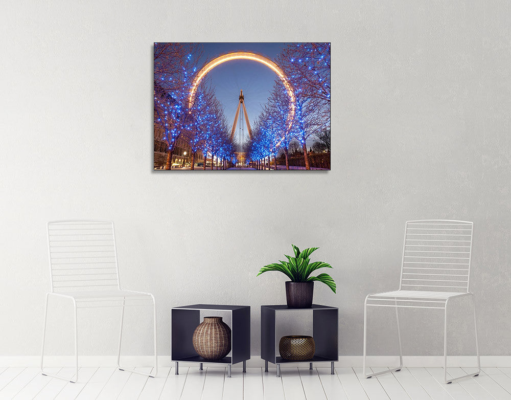 London Eye at Night Wall Art Print on the wall