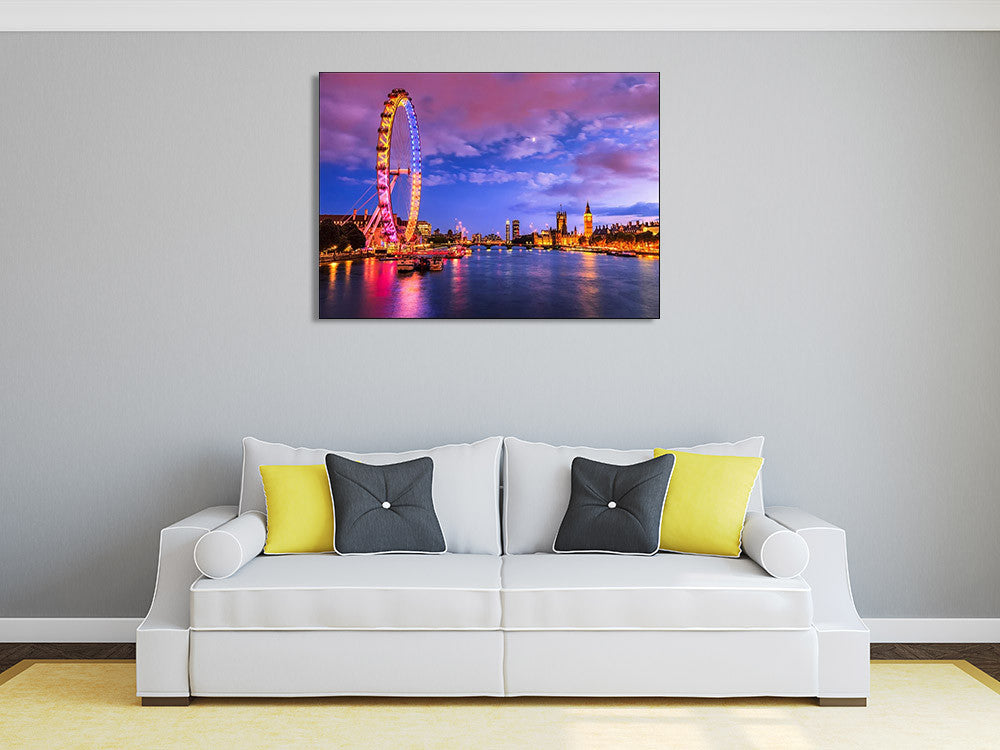 London Eye at Twilight Wall Art Print on the wall