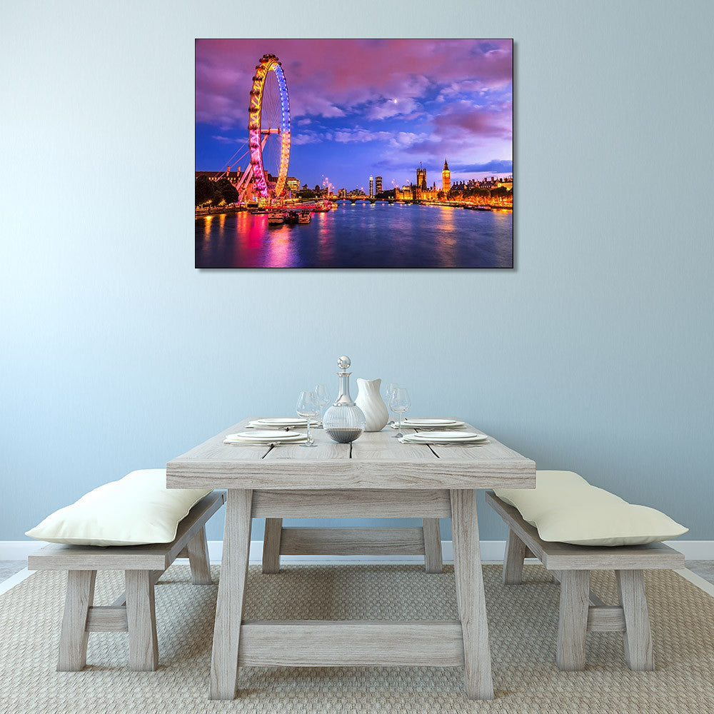 London Eye at Twilight Wall Art Print on the wall