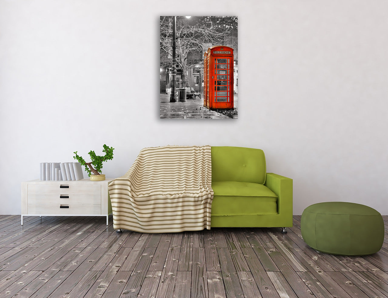 London Red Phone Wall Art Print on the wall