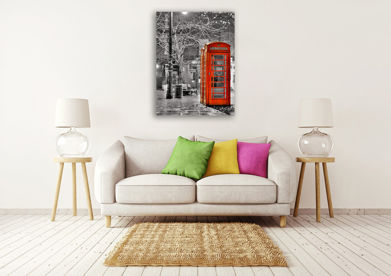 London Red Phone Wall Art Print on the wall